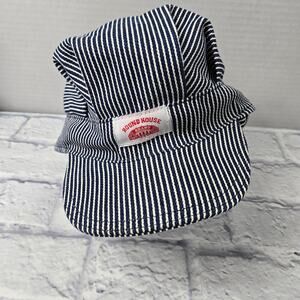 Classic Round House Railroad Hickory Stripe Engineer Cap Snapback made in USA